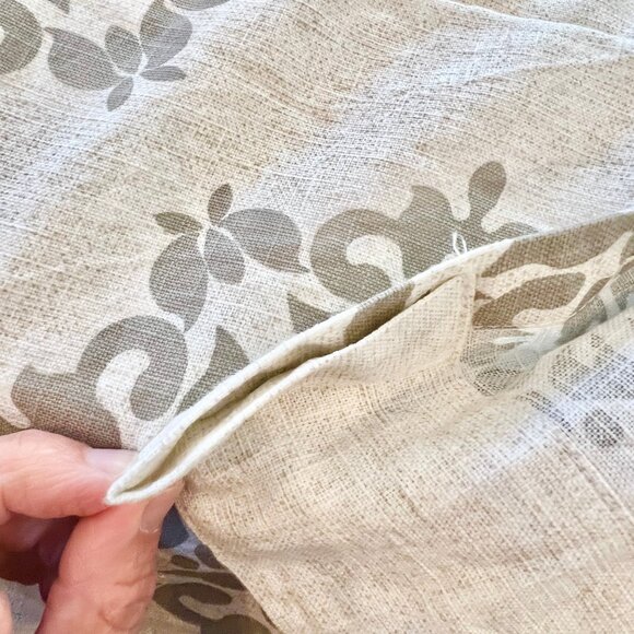 Tahari Home Gray Mosaic Print Linen Floor Length Curtain Panel Set 80"x50" each - Picture 5 of 5